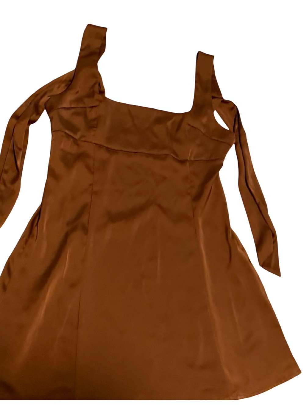 Urban Outfitters Brown Mini Dress Tie Strap A-Line Size Large - Picture 6 of 8